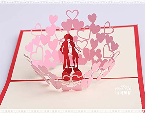 KUNSTIFY 3D Pop Up Karte, Grußkarte Geschenk für Freundin Jahrestag Männer Frauen Vater Mutter Paar Hochzeit Geschenke zur Liebe Liebeserklärung Hochzeitsgeschenke Herz Kuss (Love Kiss)