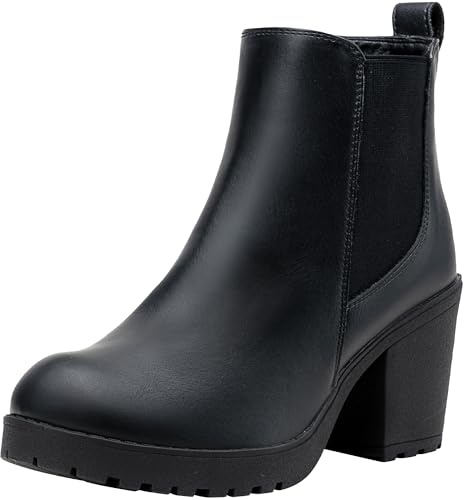 Vepose Women's Black Platform Chunky Heel Ankle Boots, Size 7, 999