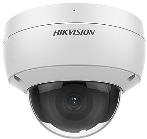 HIKVISION Unisex-Adult NX-841 Mini-DOMO IP 8MPX, IR 30M, ÓPTICA FIJA, ACUSENSE, WDR 120DB, IP67, IK10 12VDC/POE, White, Standard