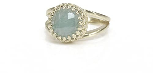 ANEMONE JEWELRY Handgefertigte Geburtsstein Ringe für Frauen - Wunderschön Gearbeiteter Aquamarin Edelstein in 925 Sterling-Silber - März Geburtsstein Damenring