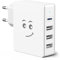 SCHITEC Cargador USB 35 W 4 Puertos 5V / 3A Cargador de Pared USB Tipo C 20W PD Adaptador de Corriente para Enchufe USB de Viaje en el hogar Compatible para iPhone 12/11 XS/XR,LG G5,Samsung Galaxy