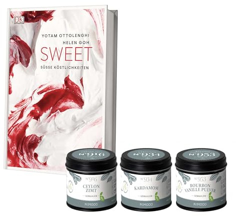 Rimoco Ottolenghi Geschenkset Sweet - Set Inhalt: Ottolenghi Sweet Backbuch, Kardamom gemahlen 45g, Ceylon Zimt 50g, Bourbon Vanillepulver 15g