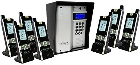 UltraCOM3 - Seven Apartment Wireless Intercom - Battery or DC - Silver Caller Station & Black Hood