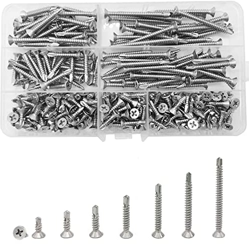 260 Pezzi M4.2 Viti Autoperforanti Viti a Testa Piatta Testa a Croce Acciaio Inox Assortimento Viti Autofilettanti per Legno Metallo 13mm/16mm/19mm/25mm/32mm/38mm/50mm