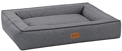 MSS e.K. Hundebett BOXBED 105 x 80 cm XL in Anthrazit Hundekorb mit abnehmbaren Velours-Bezug und weicher Polsterung waschbares Hundekissen 105 x 80 x 19 cm Hundematte Hundesofa Welpenbett