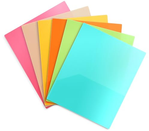 Dunwell Pastellfarbene Ordner mit Taschen – (6er-Pack) Kunststoffordner mit 2 Taschen, sortierte Kunststoff-Ordner mit zwei Taschen, fröhliche, helle Ordner mit Taschen, 21,6 x 27,9 cm, robuste Ordner