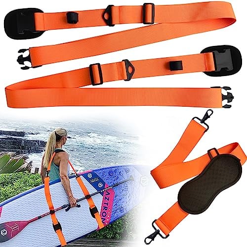 JEEZAO SUP Tragegurt, Kajak Schultergurt Verstellbarer, Hochleistungs Tragegurt für Surfbretter Paddleboard Longboard Stand Up Paddle Board (Orange)