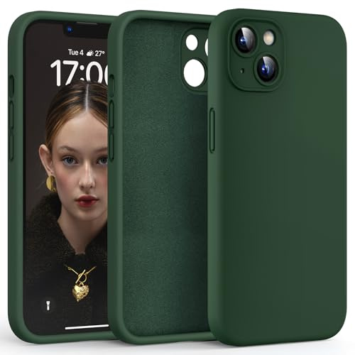 HATOSHI für iPhone 13 Hülle, Silikon Anti-Rutsch Kratzfestes Stoßfest Handyhülle für iPhone 13 Schutzhüll, Alpingrün