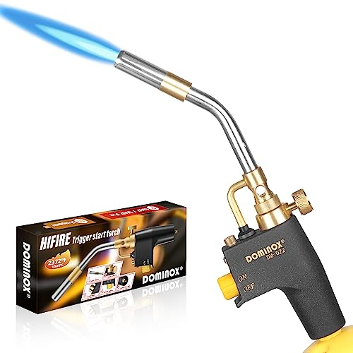 DOMINOX Torcia a propano ad alta intensità, torcia a gas con grilletto, torcia per saldatura per serbatoio propano MAP, MAP PRO Tank, saldatura, accensione, barbecue, illuminazione