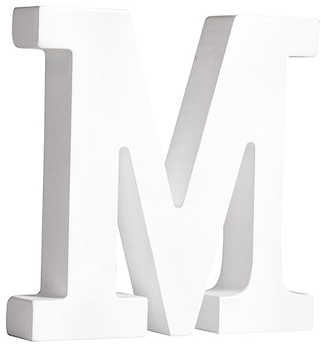 Rayher MDF-Buchstabe M, weiß, 11 x 11 cm, Stärke 2 cm, 3D-Buchstaben Holz, Holz-Buchstaben FSC zertifiziert, 64552102