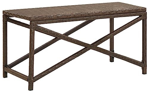 Homgoday Gartenbank 80 cm aus Polyrattan braun, Gartenbank, Balkonbank, strapazierfähige Bank für Balkon, Terrasse & Garten