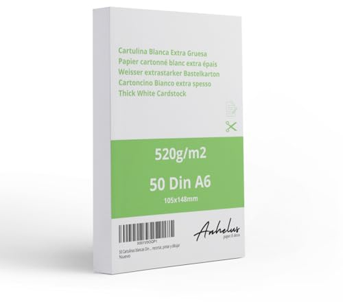50 Postkarten A6 Weiß 520gr/m2 - Packung mit 50 Blatt 10,5x14,8cm Zeichenkarton - 0,6mm Extra dicker karton a6 zum Basteln