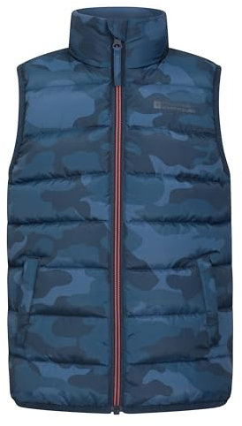 Mountain Warehouse Rocko Kids Padded Gilet - Water Resistant Rain Coat with Microfibre Padding & Front Pockets, Boys & Girls - For Autumn, Winter & Outdoors Petrol Kids Size 2-3 Years