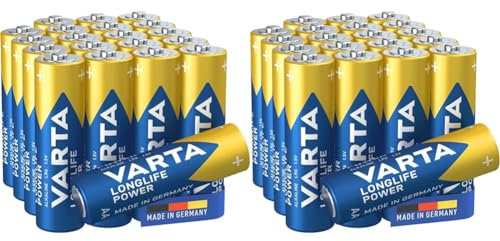VARTA Batterien AA, Longlife Power, Alkaline, 1,5V, ideal für Spielzeug, Funkmaus, Taschenlampen, Made in Germany, 20 Stück (2er Pack)