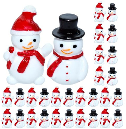 POPETPOP 40St Miniatur-Schneemann Mini-Weihnachtsschmuck Bookshelf Decor bücherregal Dekoration Dekorationen für Aquarien Schneemann-Figur Harz-Ornamente Scharfschütze schmücken