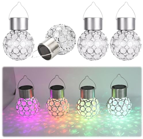 solarleuchte hängend außen Solarlampen für Garten Außen-Lichterkette Solar Risslicht Lampions Außen Wetterfest Gartenparty Deko Solarleuchte Solar Laterne Glühbirnen Camping Lichterkette (Farbe)