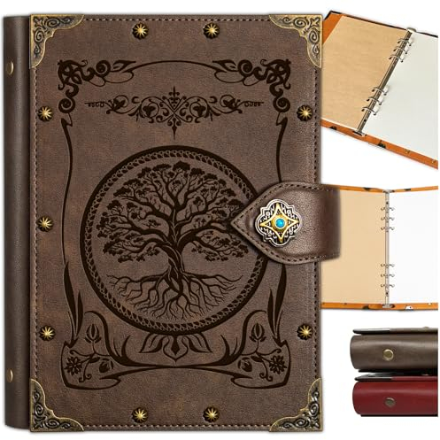 DUROTAN Tagebuch mit Baum des Lebens, einzigartiger A5-Ordner, 400 Seiten, für Skizzenbuch, Zeichentagebuch, College-Notizbuch, liniertes Notizbuch, Männer und Frauen, DND-Geschenk-Set