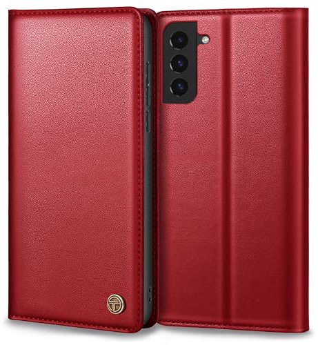 Handyhülle für Samsung Galaxy S22 Hülle, Premium Lederhülle Schutzhülle für Samsung S22 Hülle Wallet Kartenfach Standfunktion Klappbar Flip Case für Galaxy S22 Hülle, Rot