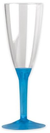 Dream' s Party 20 Flute in plastica con gambo - Flutes rigidi monouso - Calice da Spumante - Corpo in plastica trasparente - confezione 20 pezzi - flute per feste (Crystal Turchese)
