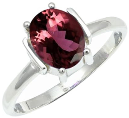 Bague en argent sterling avec tourmaline rose cultivée en laboratoire pour hommes et femmes - Toutes les tailles sont faites à la main - TSR1255AR_10 (56 (17,8)), 56 (17,8), Métal précieux Pierre