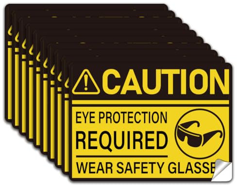 WADORN 10 x Aufkleber Mit Der Aufschrift „Augenschutz Erforderlich“ Selbstklebender Vinyl Aufkleber „Schutzbrille Tragen“ Zum Schutz Der Augen. Warnschild „Achtung Augen“. Sicherheitsetiketten 18x13cm