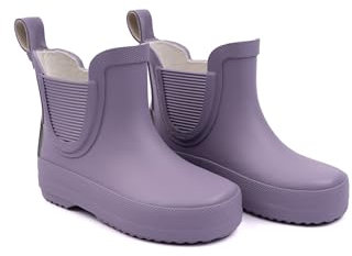 Mikk-line Kurze Gummistiefel Kinder 23 Dusk | Barfuß Gummistiefel Kinder | Wetterfeste Slip-On Regenstiefel | Knöchelhohe wasserdichte Outdoor-Schuhe mit rutschfester Sohle