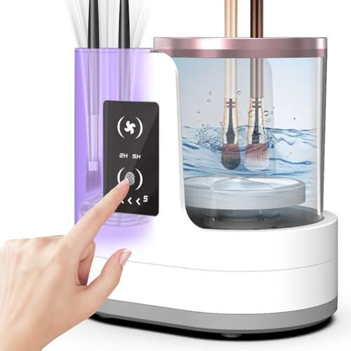 Upgraded Automatic Makeup Brush Cleaner, 3 in 1 Multifunction with Drying and Disinfecting Functions, Easy One-Button Operation, Suitable for All Brush Types