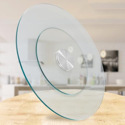 Drehplatte, Servierplatte, Lazy Susan aus gehärtetem Glas, 24 Zoll, 28 Zoll, 32 Zoll, 35 Zoll, 39 Zoll, 43 Zoll, 47 Zoll, drehbarer Drehteller, großer Esstisch, Thekenplatte, Servierplatte, hitzebest