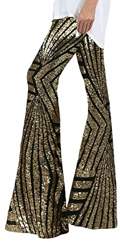Disco Schlaghose Pailletten Damen Frauen Party Festival Club Glitzerhose Sparkly Pailettenhose Palazzo Kostüm Club Kostüm Yoga Hosen Y2k Pailletten Hose Jeans mit Schlag Damen Lila Body Damen
