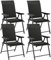 Outsunny Garden Dining Chairs Set of 4, Folding Garden Chairs with All Weather Texteline Back and Seat, Outdoor Dining Chair with Armrests, Steel Frame for Terrace Balcony, Black
