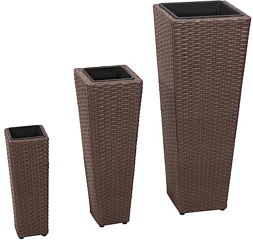 Generisch jiangboyue-40535 Lot de 3 pots de fleurs en polyrotin Marron