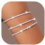 BelleVive Bracelet multicouche avec strass pour femme - Bijou de bras en cristal argenté - Pour fête, mariage, L