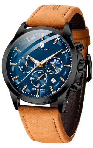 BENYAR by Montre Homme Montres Bracelet pour Homme chronographe étanche avec Calendrier Luxe Sport habillée Cadeau Montres NoëlCadeau Fête des Pères Bracelet en Cuir/Acier Inoxydable