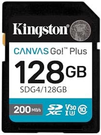 Kingston Canvas Go Plus SDXC Scheda Di Memoria Gen4 200MB/s C10 UHS-I U3 V30 128GB-SDG4/128GB