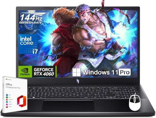 acer Nitro V 15 - Laptop para juegos, 15.6 pulgadas FHD IPS 144 Hz, Intel i9-13900H, licencia de por vida de oficina, DDR5 de 64 GB, SSD de 4 TB, GeForce RTX 4060, Wi-Fi 6, teclado retroiluminado, Win