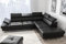 Ecksofa Galaxy 225x280 cm aus Echtleder – Ledersofa mit Schlaffunktion und Bettkasten, verstellbare Kopfstützen und Armlehnen, Eckcouch rechts oder Links wählbar – modernes Design (Schwarz, Rechts)