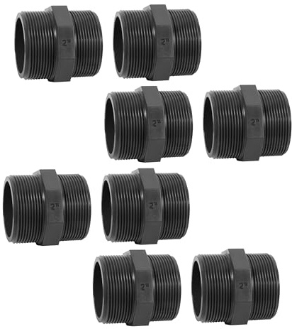 HAF 8X PVC Fittings Doppelnippel mit 2 | Außengewinde x Außengewinde | 2 Zoll x 2 Zoll | Verbinder aus grauem PVC | PN16 für Poolfitting, Poolverrohrung, Druckleitung, Rohrleitung & Teich