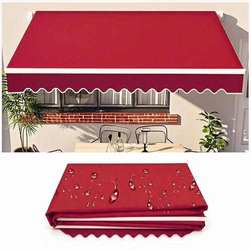 Markisen Volant Markisenbespannung Ersatzstoffe Markisenstoffen Sonnenschutz Polyester(Ohne Rahmen) für Den Außenbereich Wasserdichtes Polyester Ersatztuch,Rot,600x500cm/6x5m