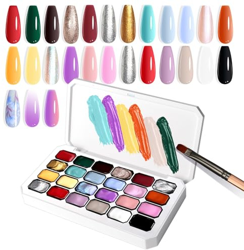 U-Shinein 24 Colors Gradient Painting Gel, French Manicure DIY, Palette C | 24-Color Gradient Painting Gel, For Ombre & Aura Nails, French Manicure Diy Kit, Long-Lasting, For Home & Salon, Palette C