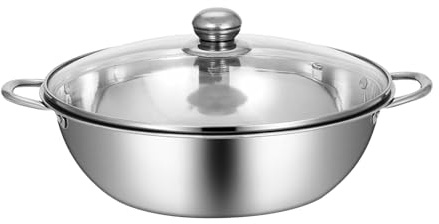 Pentola divisa in acciaio inox di alta qualità con scomparti e coperchio, 30 cm, 2 scomparti, 30 cm, 1 scomparto opzionale