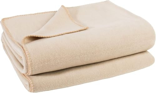 Zoeppritz Soft-Fleece Decke mit Cashmere Handfeel - 110 x 160 cm - Oeko-TEX 100 - Made in Italy - 020 Cream