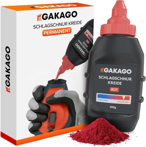 Gakago Recarga de cuerda de impacto de tiza roja 200 g (permanente) – Tiza para marcador y cuerda de color – Marcas resistentes al agua para construcción y jardín