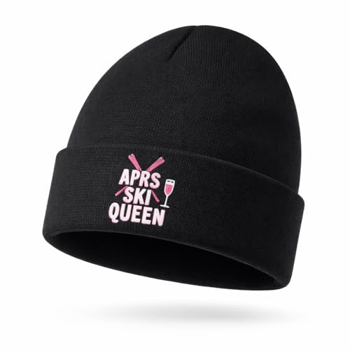 Deggelbam Après Ski Mütze „APRS SKI Queen“ – Wintermütze für Skihaserl in knalligen Farben | Warm, auffällig & Party-Ready - Sei DER Eyecatcher auf jeder Piste! Skiparty! Gibts in Schwarz & Pink
