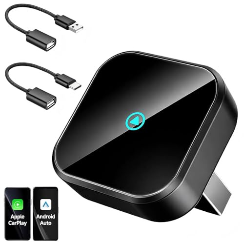 Mlifleue 1 Set CarPlay Wireless Adapter, Intended for A.pple Car Play Wireless Adapter, Mini & Stable Bluetooth with Type-C/USB, Suitable for iPhone iOS 10+ & Android Auto