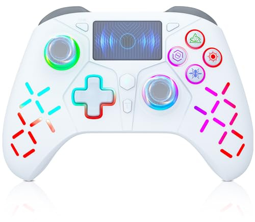Lapezei RGB Wireless Controller für PS4/Pro/Slim/PC, Bluetooth-Gamepad mit Rücktasten, Makrofunktion, Dual-Vibration, Turbofunktion, 6-Achsen-Sensor, 3,5-mm-Audioanschluss, Touchpad