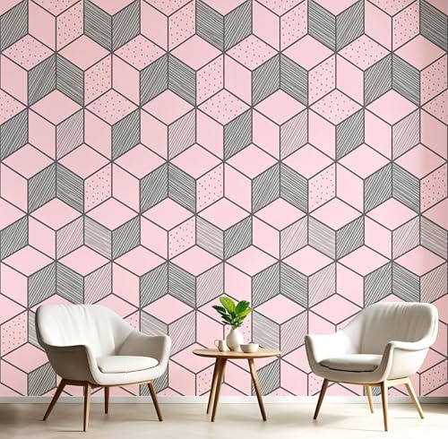 Fototapete 3D-Würfel 300×210 cm 3D Effekt Wandbild Wandtapete Abstrakte Geometrie Wohnzimmer Mural Schlafzimmer Kinderzimmer TV Hintergrund Wand Motivtapeten