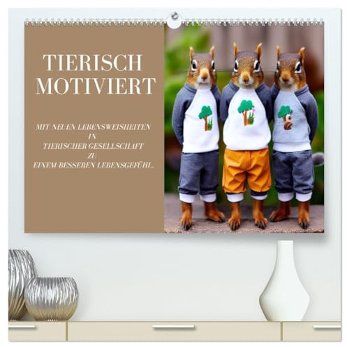 Tierisch motiviert (hochwertiger Premium Wandkalender 2026 DIN A2 quer), Kunstdruck in Hochglanz: Mit neuen Lebensweisheiten in tierischer Gesellschaft zu einem besseren Lebensgefühl. (CALVENDO Tiere)