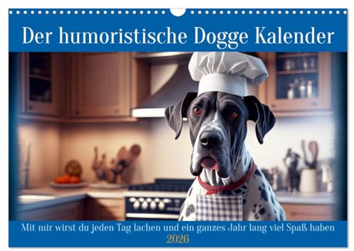 Der humoristische Dogge Kalender (Wandkalender 2026 DIN A3 quer), CALVENDO Monatskalender: Mit mir wird der Dogge Besitzer jeden Tag lachen und ein ganzes Jahr lang viel Spaß haben (CALVENDO Tiere)