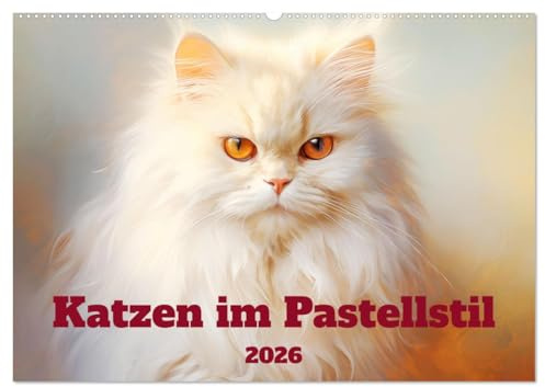 Katzen im Pastellstil (Wandkalender 2026 DIN A2 quer), CALVENDO Monatskalender: Charmante Samtpfoten in zarten Farben (CALVENDO Tiere)