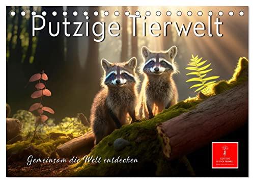 Putzige Tierwelt - gemeinsam die Welt entdecken (Tischkalender 2026 DIN A5 quer), CALVENDO Monatskalender: Possierliche Waldbewohner erobern ihren Lebensraum. (CALVENDO Tiere)